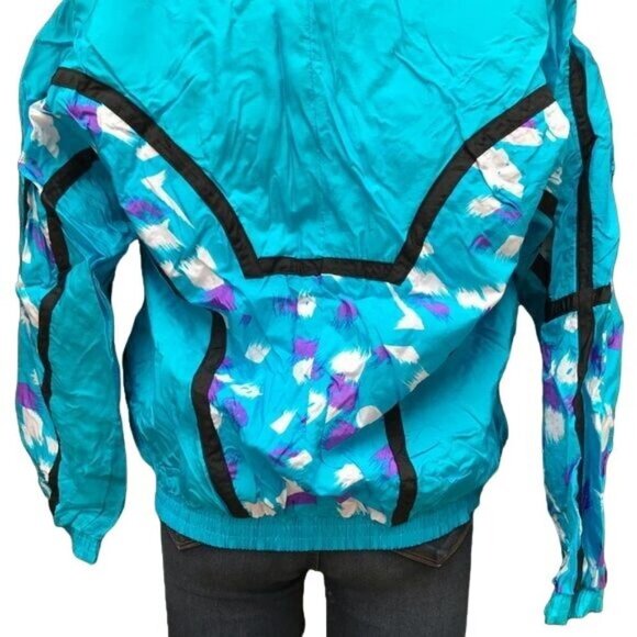 Vintage Coastal Images 90s Wind Breaker Teal Blue Track Jacket Size M - Picture 7 of 8